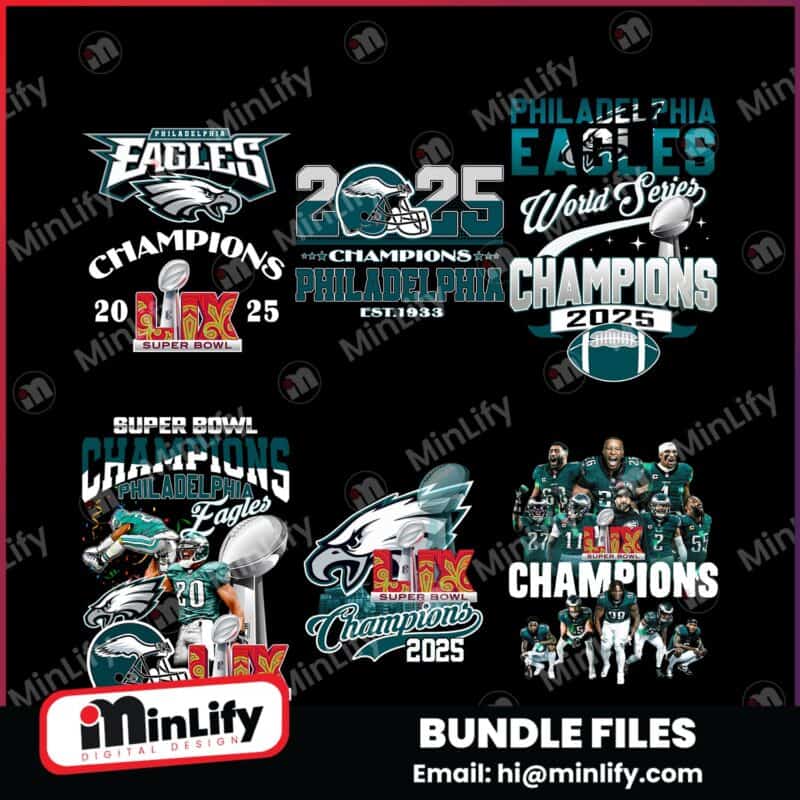 Philadelphia Eagles Champions Super Bowl LIX PNG Bundle