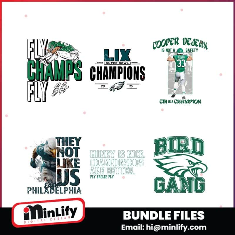 Philadelphia Eagles Champions Super Bowl LIX Png Bundle