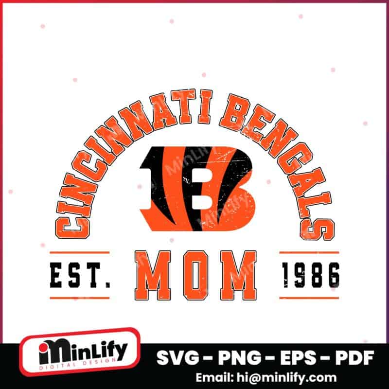 Vintage Cincinnati Bengals Football Mom Arched Est 1968 SVG