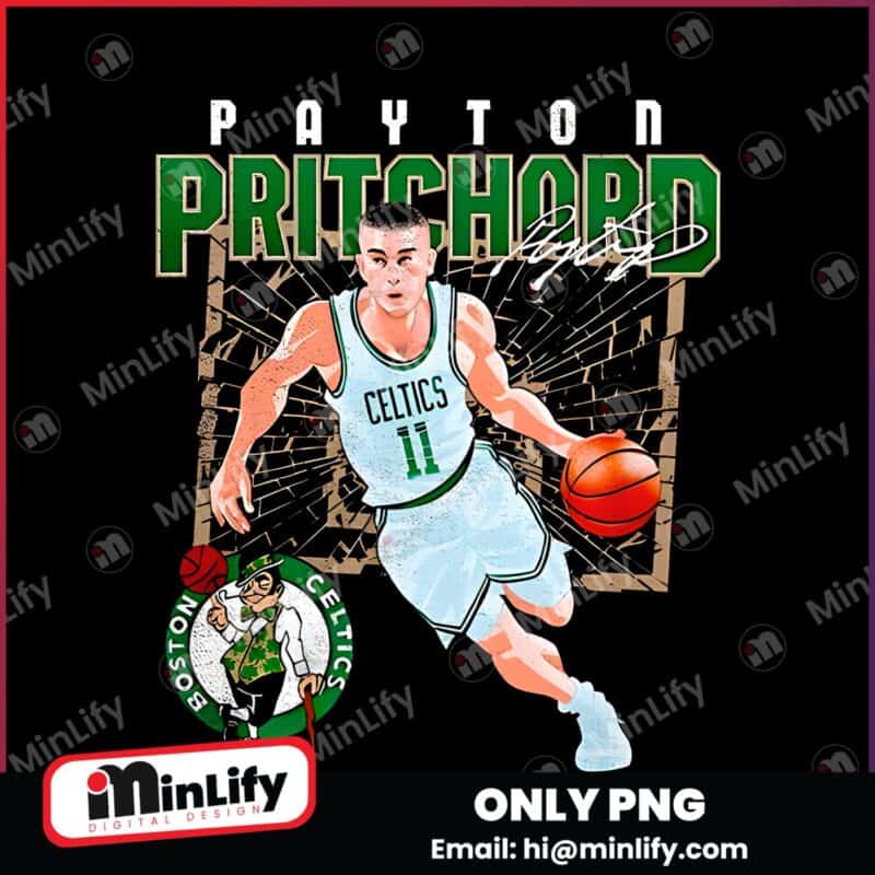 Payton Pritchard Boston Celtics Basketball Player Shattered Signature PNG