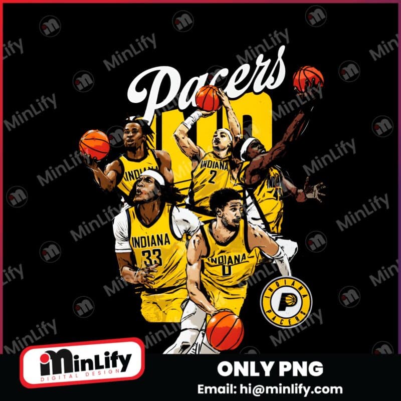 Indiana Pacers Starting Five Basketball Team Illustration PNG