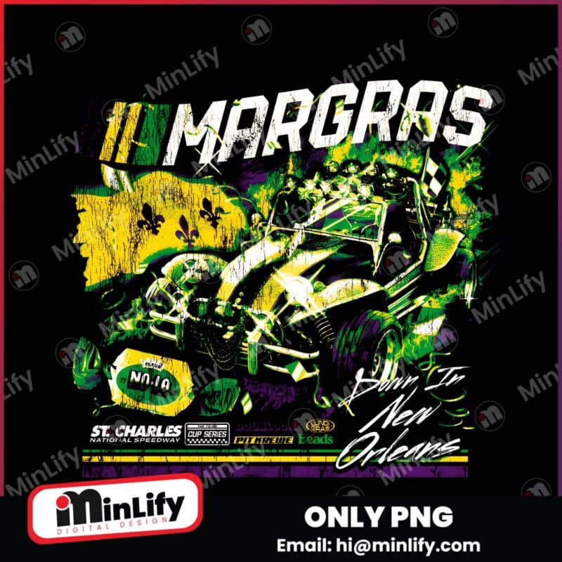 Margras Mardi Gras Race Car New Orleans Graphic PNG