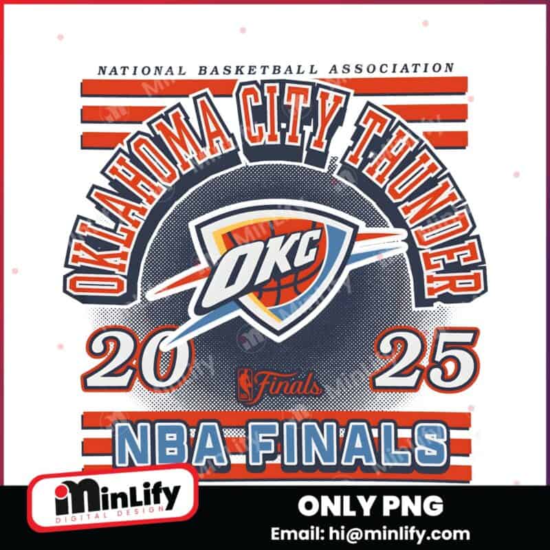 Oklahoma City Thunder 2025 Nba Finals Red White Blue Stripes Logo PNG