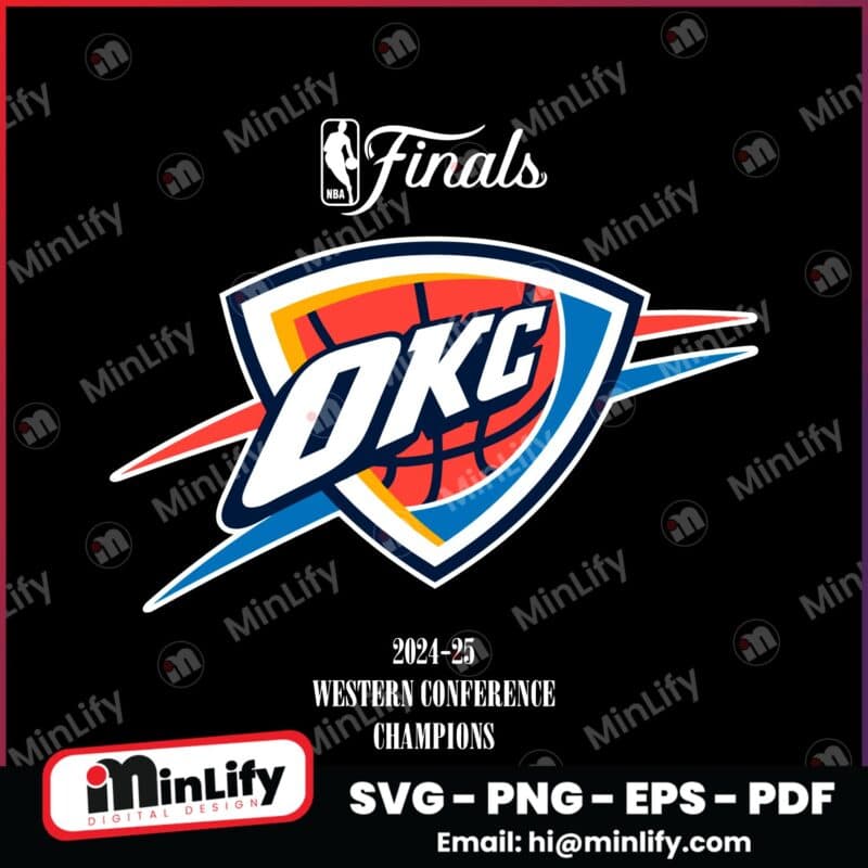 Oklahoma City Thunder 2025 Western Conference Champions Nba Finals Logo SVG