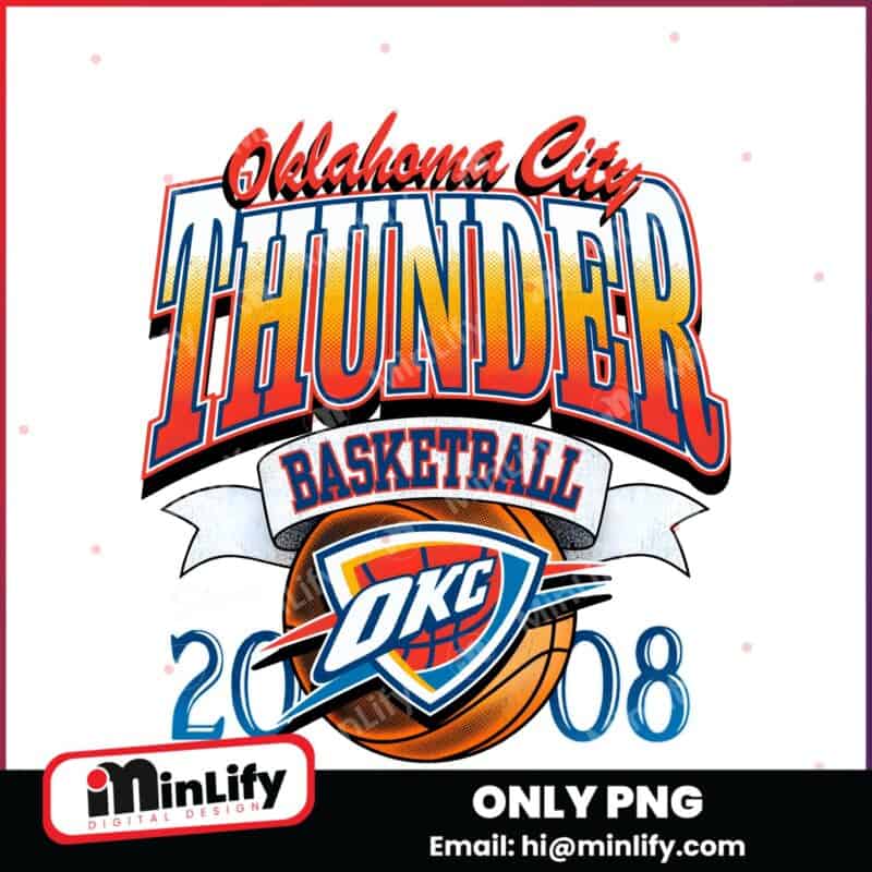 Oklahoma City Thunder Since 2008 Basketball Retro Logo PNG