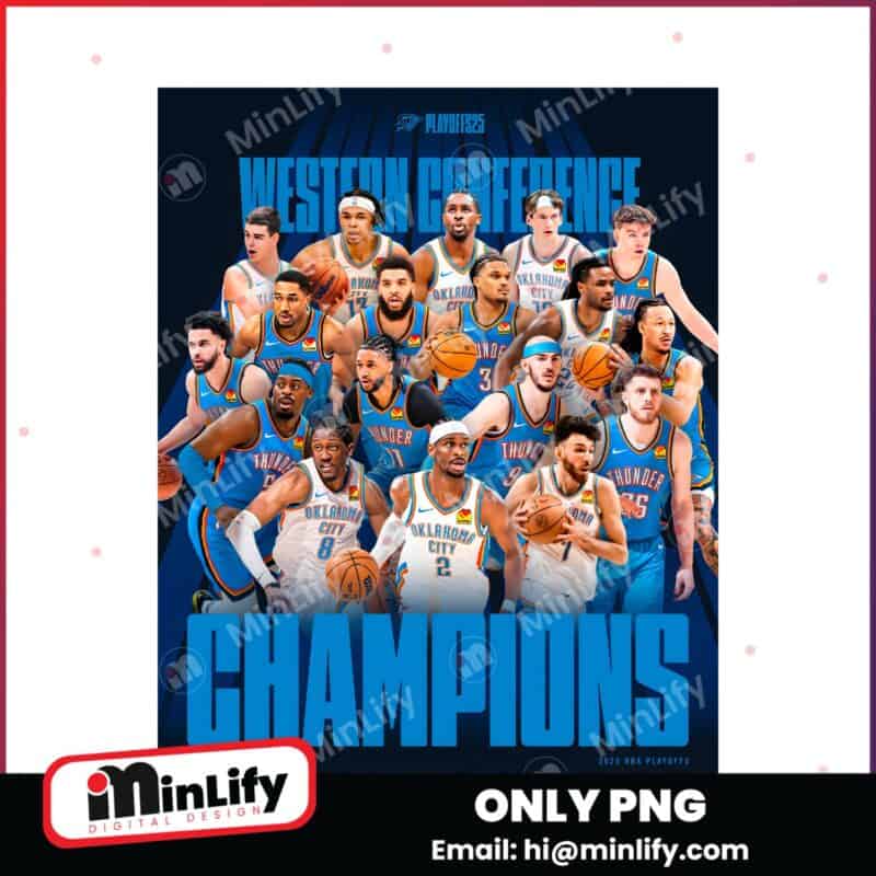 Oklahoma City Thunder Western Conference Champions 2025 Nba Playoffs PNG
