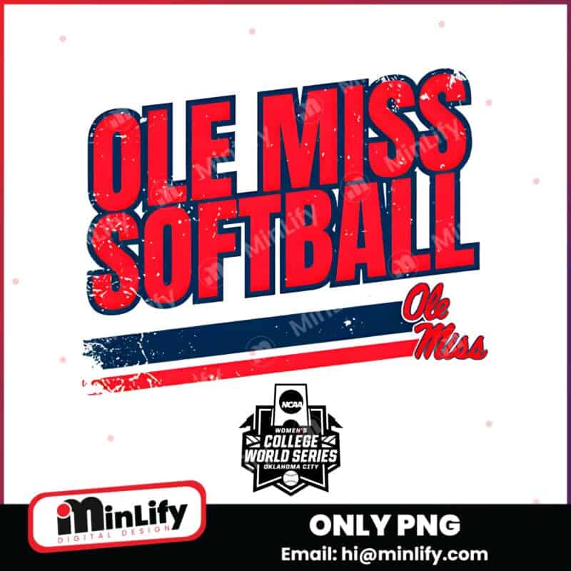 Ole Miss Softball Womens College World Series 2025 Striped Team Logo PNG