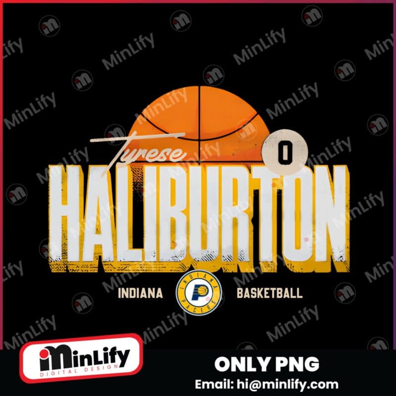 Retro Vintage Tyrese Haliburton Indiana Pacers Basketball Label PNG