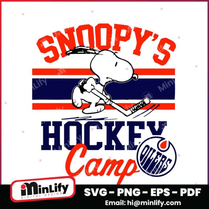 Snoopy Playing Hockey Edmonton Oilers Camp SVG