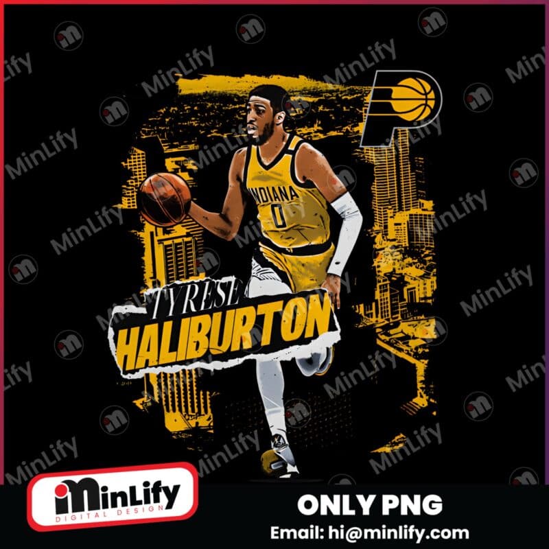 Tyrese Haliburton Indiana Pacers Basketball City Skyline PNG