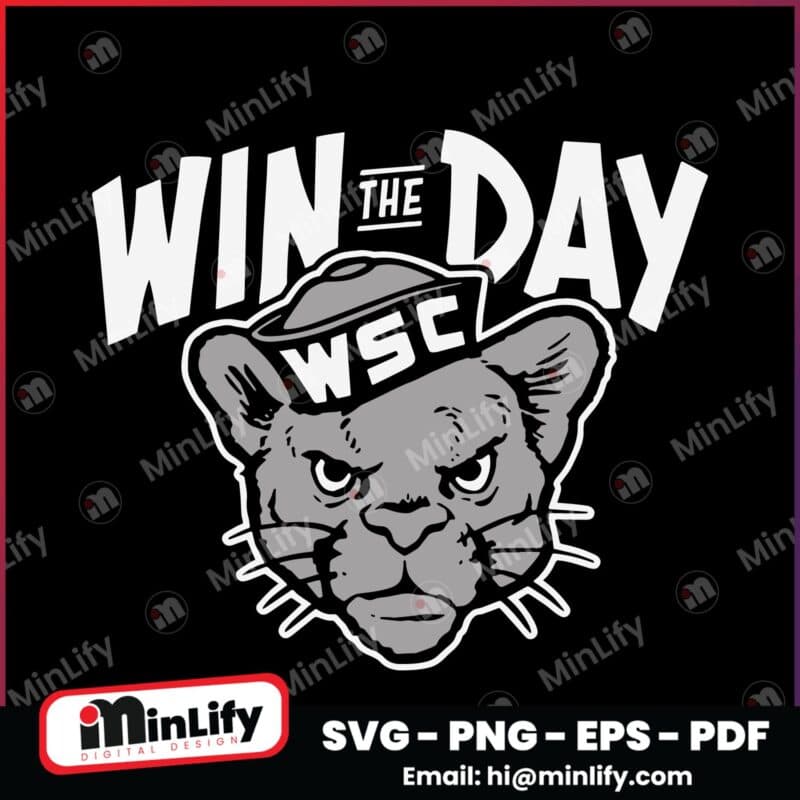 Win The Day Wsc Cougar Mascot Retro Logo SVG